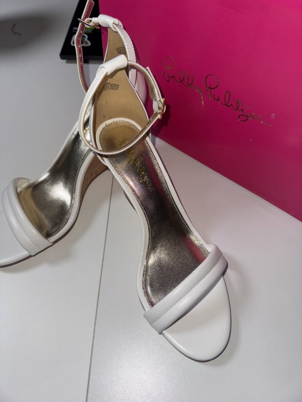 Lilly Pulitzer Jenna Wedge Sandals 013141, Resort White, Size 7.5M (Used)